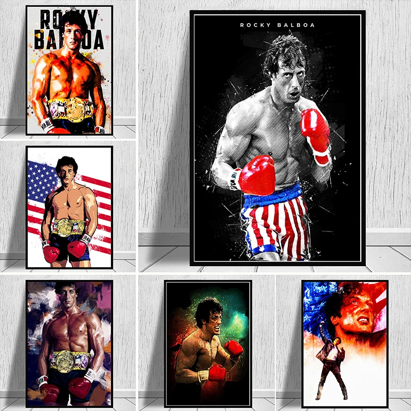 

Watercolor Rocky Balboa Boxing Bodybuilding Abstract Canvas Painting Posters Prints Wall Art Motivational Picture for Home Decor