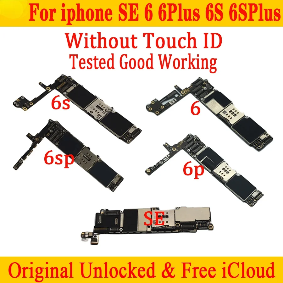 

For iPhone 6 6p Original Factory Unlocked Motherboard For iphone SE 6 6 Plus 6S 6S Plus logic board mainboard Without Touch ID