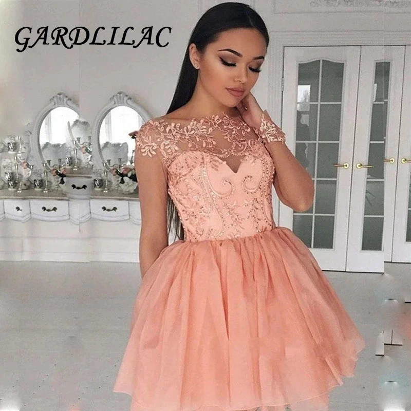 

Женские короткие кружевные юбки Gardlilac, женское платье с бисером для выпускного вечера, тюль трапециевидной формы для женщин 2021
