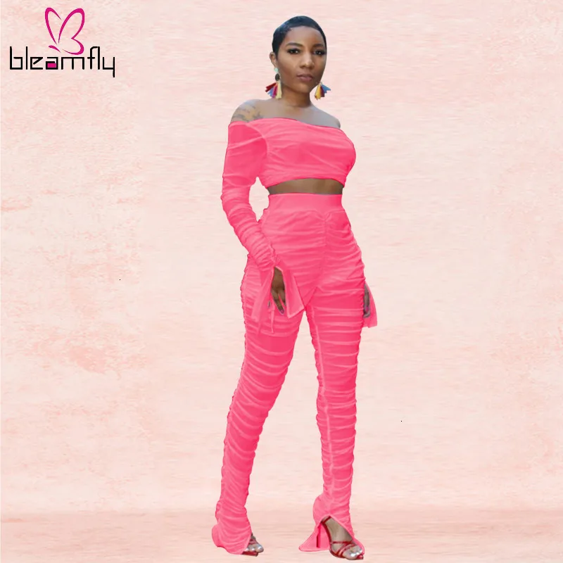 Сексуальный сетчатый прозрачный неоновый комплект из двух предметов с открытыми