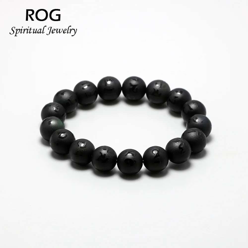 Браслеты с натуральным радужным обсидиановым камнем для мужчин и женщин