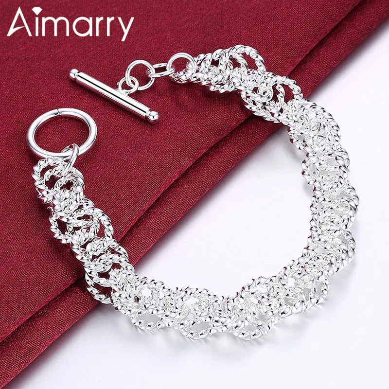 

Aimarry 925 Sterling Silver TO Chain Twisting Circle Bracelet For Women Charm Party Birthday Wedding Gifts Fashion Jewelry