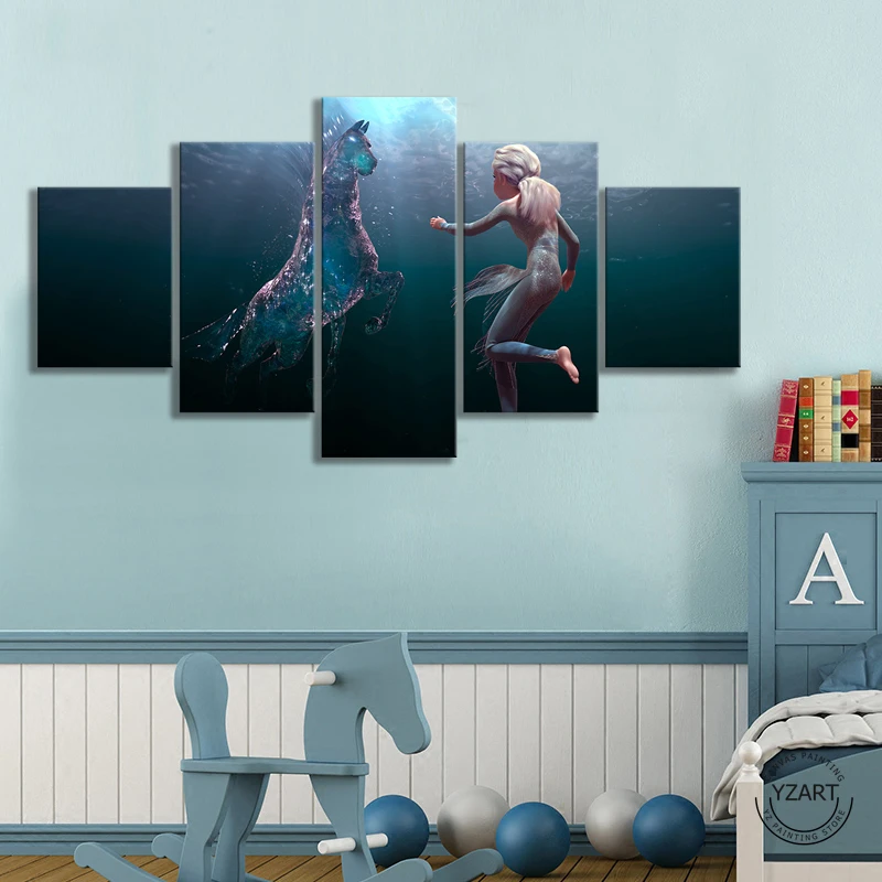 5 шт. Холодное сердце 2 HD постер фильма фотографии Эльзы и NOKK холст Картины Wall Art