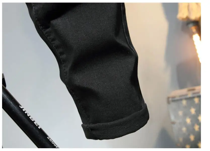 Men's micro-stretch jeans trousers original design New european american embroidered cross medal small straight trendy Pants