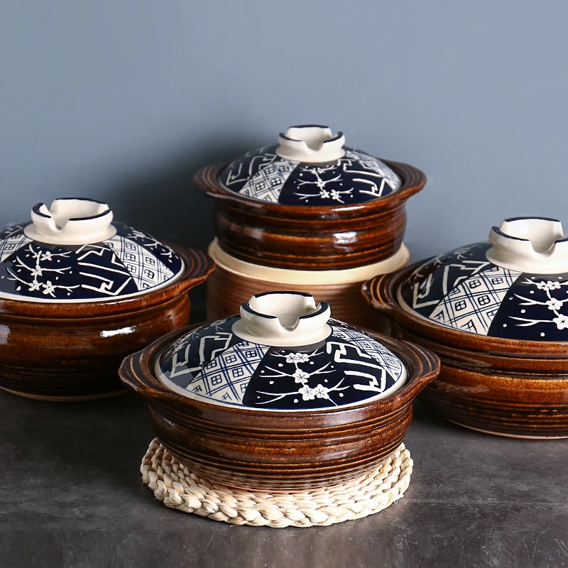 Preise Japanischen Sakura Kirsche Kasserolle Haushalt Keramik Eintopf Suppe Reis Topf Gasherd Alt-fashioned Ton Pan Steingut Kochtopf