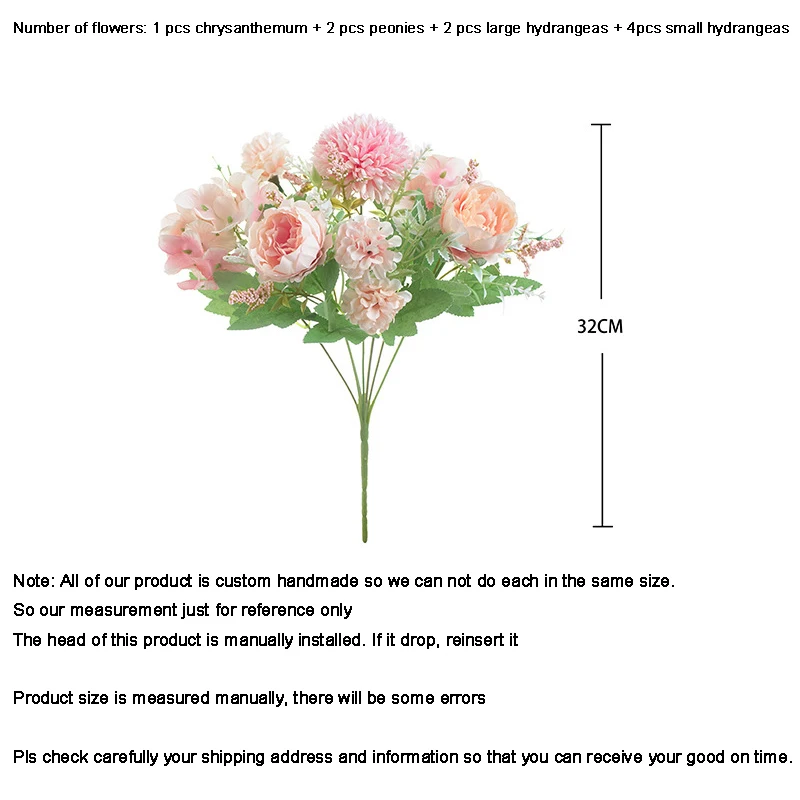 

1 Bouquet 9 Heads Artificial Flowers Peony Fake Flowers Hydrangea Crafts for DIY Home Bridal Wedding Party Festiva Decoration