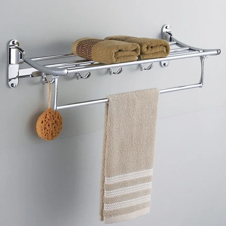 Складная вешалка для полотенец из нержавеющей стали двойная с крючком подвесная