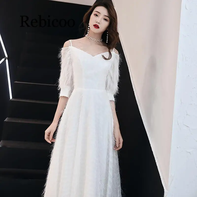 

2019 Elegant white female long sexy strapless half-sleeve tassel XL dress