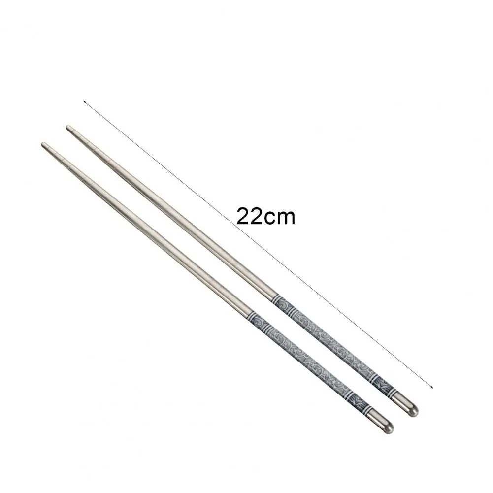 

3 Pairs Stainless Steel Chopsticks Reusable Flower Printed Non-slip Chopsticks Stainless Steel Tableware Food Chopsticks
