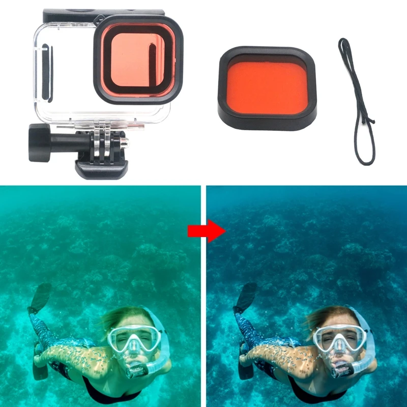 

45M Waterproof Case Underwater Tempered Glass Diving Housing Cover Lens Filter for GoPro- Hero 9 Black Camera Accessorie