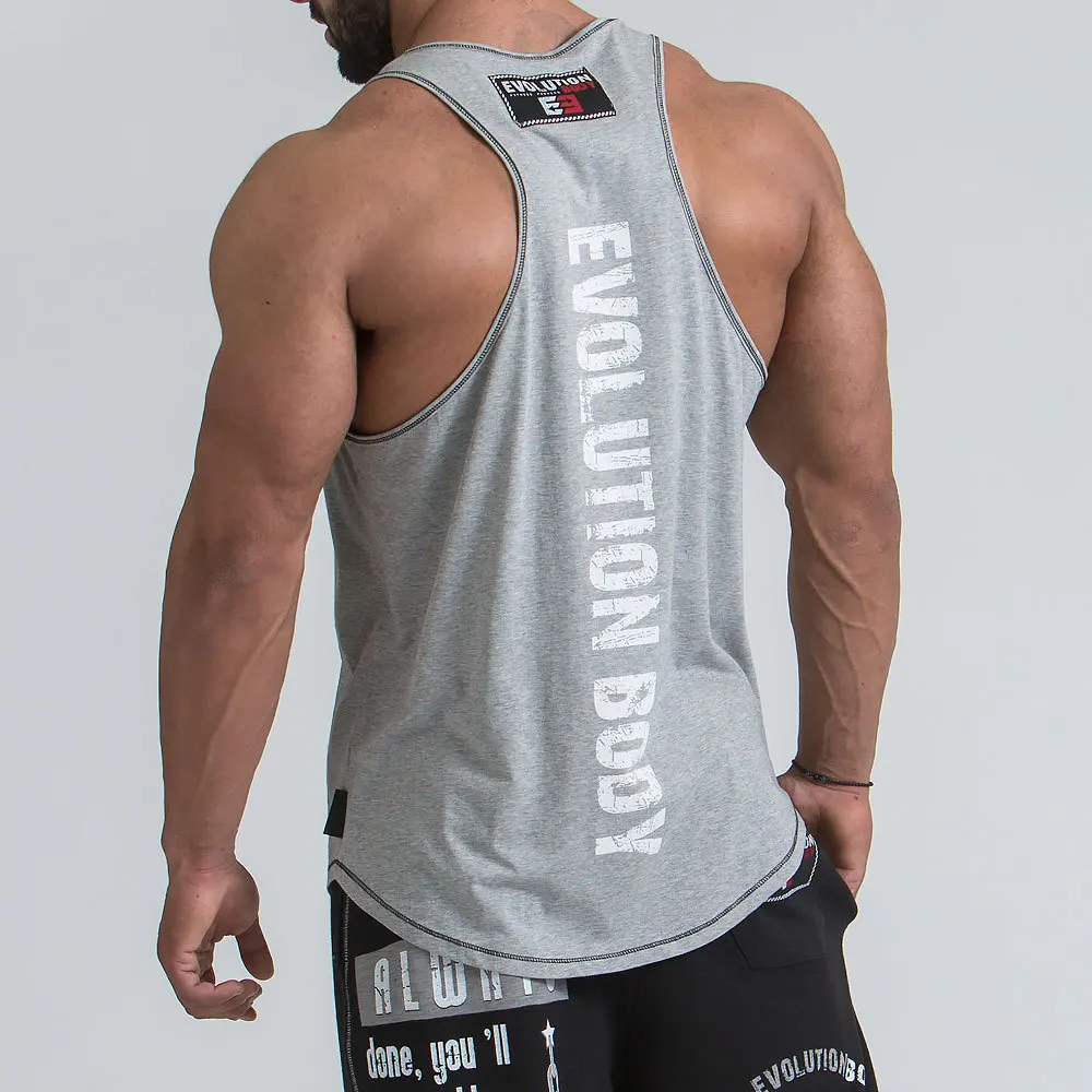 

Men Bodybuilding Tank Top Gyms Fitness Cotton Sleeveless Shirt Clothing Workout Stringer Singlet Casual Print Vest