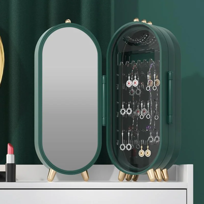 

Big Luxury Jewelry Box Necklace Earring Ring Storage Display Holder Box Jewelry Organizer Stand with Mirror Vintage for Girls