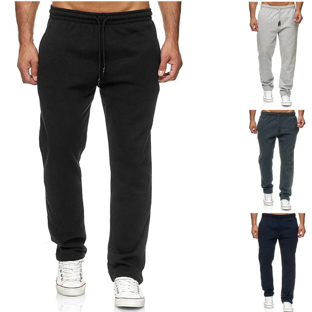 

2020 Autumn and Winter Pantalon Men's Casual Pants Pure Color Brushed Plus Fleece Casual Sports Pants Men's Joggers Sweatpants