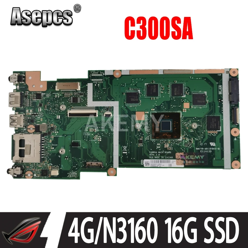 

90NB0BL0-R02101 для ASUS C300SA C300S материнская плата ноутбука REV2.0 C300SA материнская плата W / 4G RAM N3160 4-ядерный процессор 16G-SSD