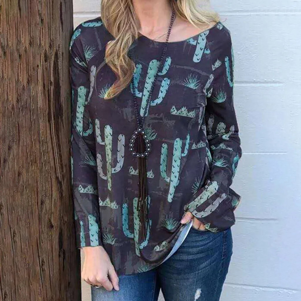 

Plus Size Blouse Women Fashion Printing Autumn Pullover Tops O-Neck Long Sleeves Casual Loose Blouse blusas mujer de moda 2020