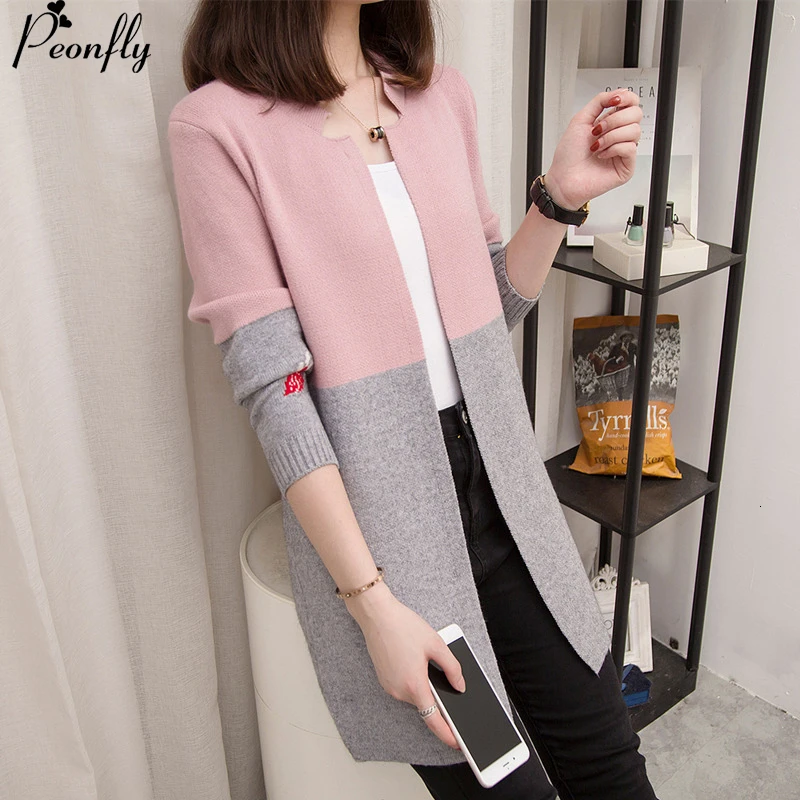 

PEONFLY 2019 New High Quality Autumn Winter Cardigan Sweater Knitted Patchwork Retro Embroidery Fashion Casual Cardigan Women