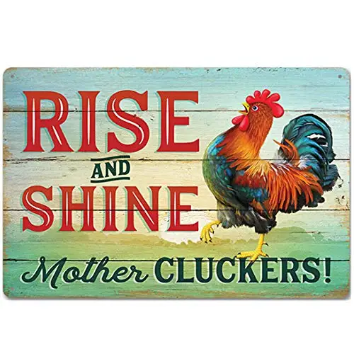 

Original Retro Design Rise and Shine Tin Metal Signs Wall Art | Thick Tinplate Print Poster Wall Decoration for Kitchen