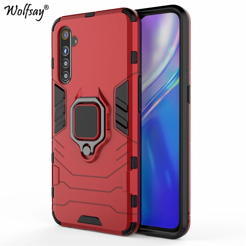 Red Для Realme XT чехол противоударный защитный металлический держатель для пальца чехол для телефона для Realme XT X2 защитный чехол Realme XT X2 K5 730G - Цвет: Red