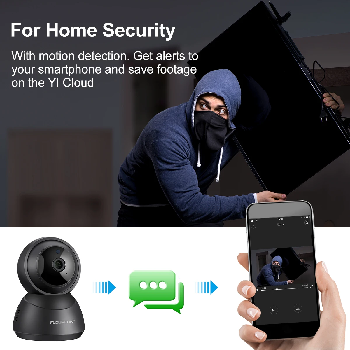 Floureon YI Cloud домашняя камера 1080P Беспроводная ip-камера система наблюдения ночного