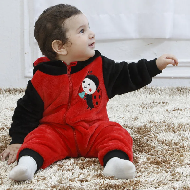 Зимняя одежда для новорожденных божья коровка пижама с животными милые