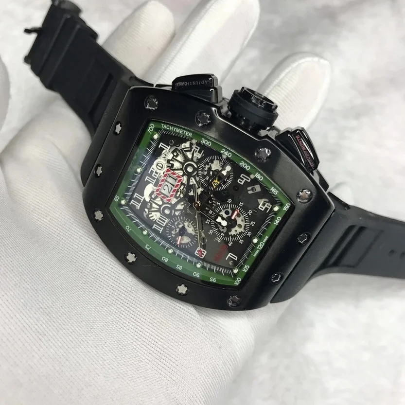 

HOT Black case Sapphire glass R-M sapphire glass men watch AAA quality luxury brand mechanical self-winding watches Luminous
