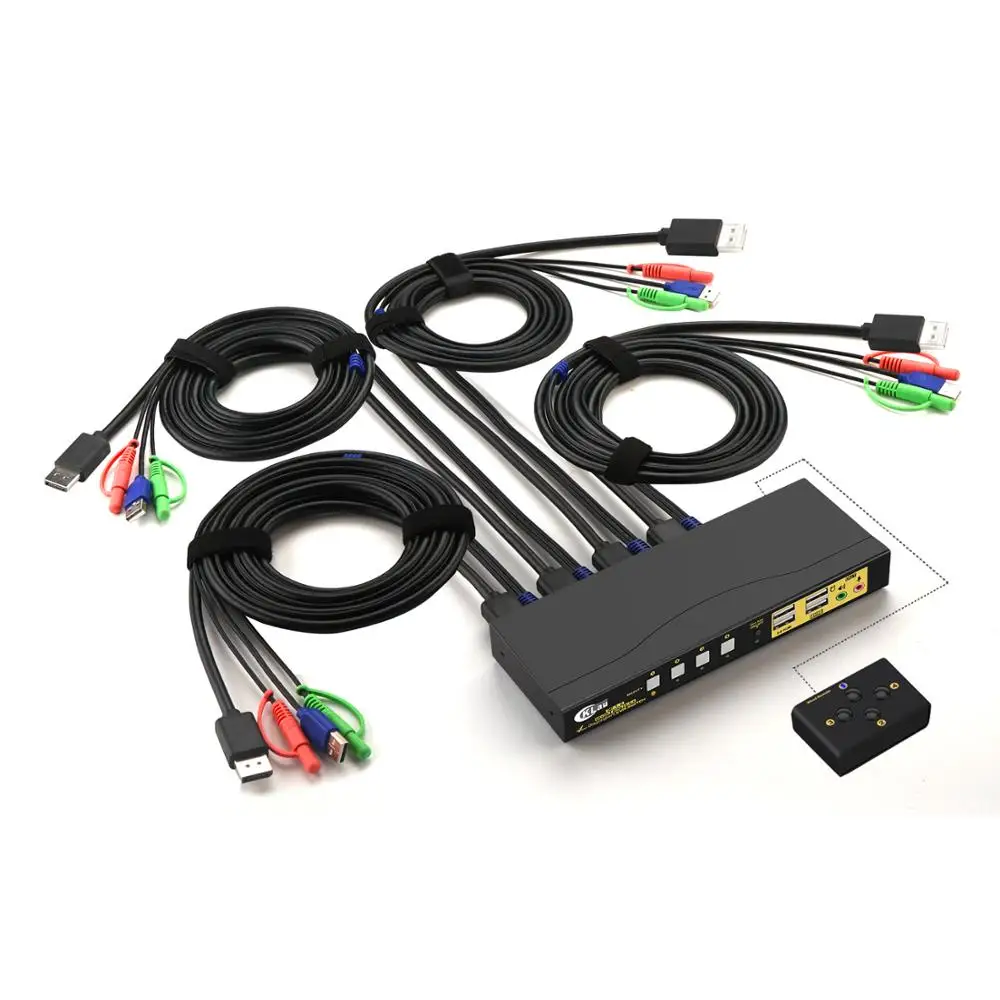 Квм переключатель с 4 портами дисплея DP квм со звуком и микрофоном разрешение до 4K