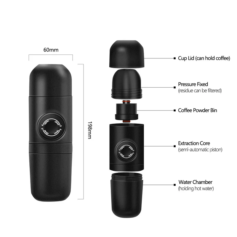 売る ポータブル屋外エスプレッソマシン,プッシュコーヒーカップ,車用,コーヒーマシン,モカ