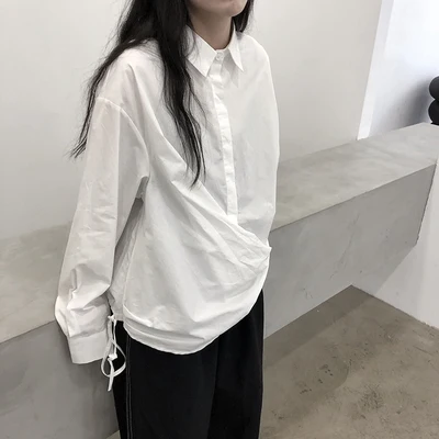 Fall Collection Long Sleeve shirt women's black blouses Yamamoto Dark all-purpose top