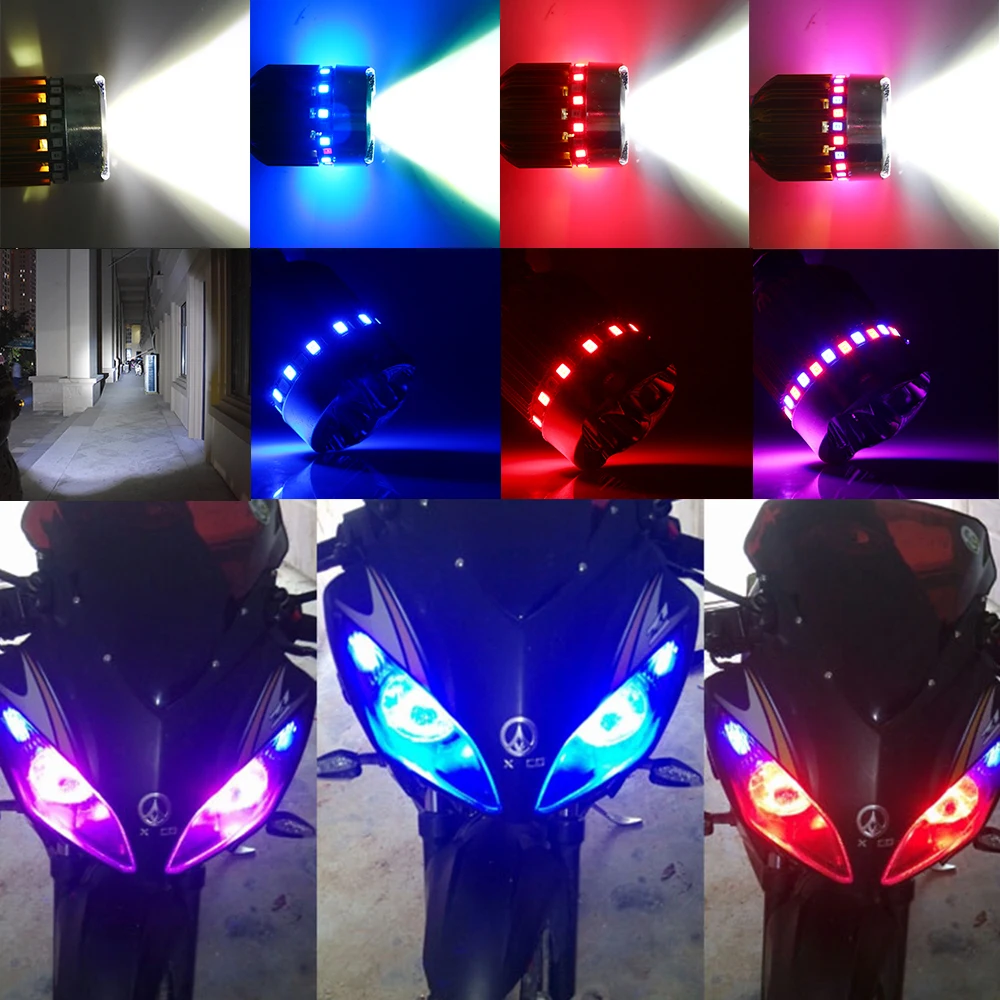9-80 в DC стробоскоп 9 Вт белый и RGB hi-low BA20D H4 Ангел глаз противотуманная фара 900LM светодиодные лампы для мотоцикла фары электрический автомобиль 8000K объектив 1X