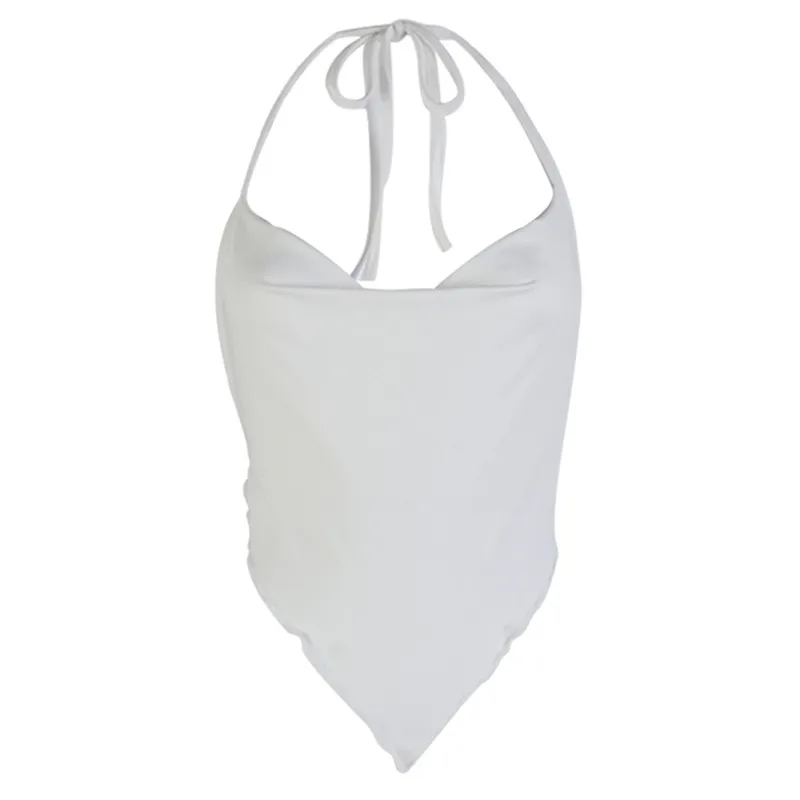

Women Halter Crop Top 2020 New Summer Sexy Sling Knot Backless V-Neck Tops Sexy Solid Color Tempting Tank Top Beach Wear