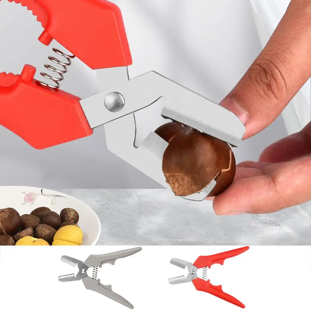 

Chestnut Clip Stainless Steel Nut Cracker With Ergonomic Non-slip Handle Multi-functional Chestnut Tongs With Serrated And Sha