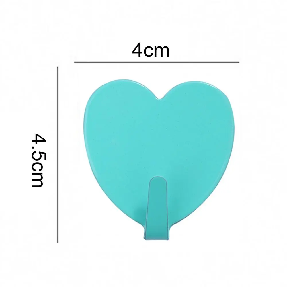 

5Pcs Mini Love Heart Shaped Traceless Stainless Steel Self-adhesive Wall Storage Hooks Home Decor