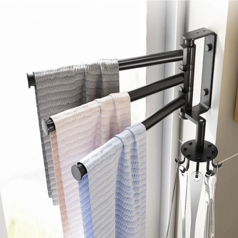 

3 Arm Rotating Towel Rack,Bathroom Towel Rack Wall Mounted Towel Rack Storage Rack with 8 Hooks,for Spatula Spoon