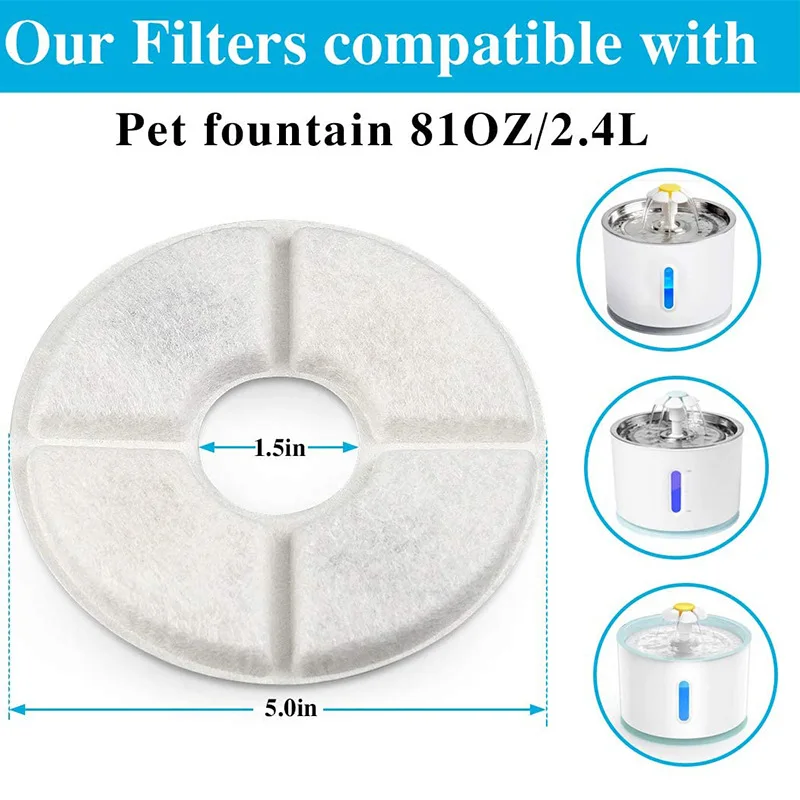 

Replacement Activated Carbon Filter For Cat Water Drinking Fountain Replaced Filters Flower For Pet Dog Round Fountain Dispenser