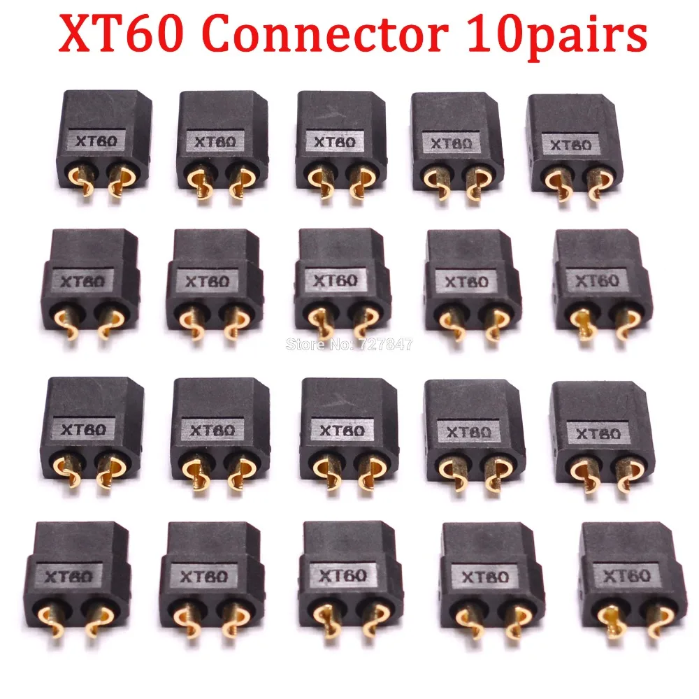 20 шт.(10 пар) Высокое качество XT30 XT30U XT60 XT60H XT60L XT60PW XT90 XT90S разъем для батареи мультикоптера - Цвет: Black XT60 Plug