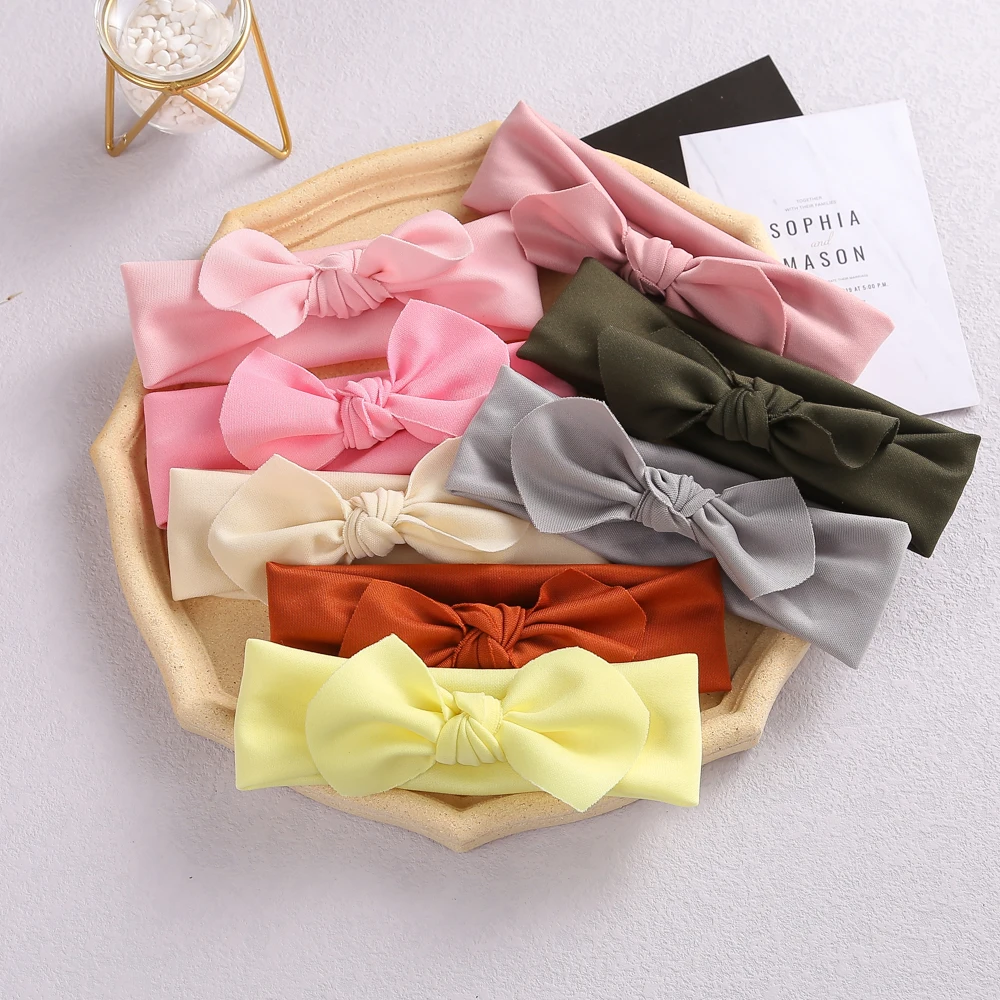 

Baby Headband Elastic Bows Cotton Blends Solid Colour Hair Bands For Children Bowknot Headbands Kids Headwear Hair Accessories