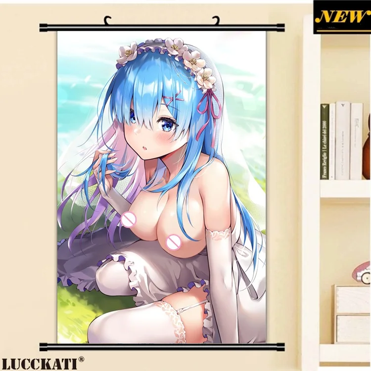 40X60 см Re Zero Re: Zero Kara Hajimeru Isekai Seikatsu Rezero Rem Сексуальная лоли, нарисованная аниме прокрутка, холст, постер - Цвет: F
