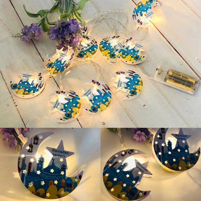 

10LED Islam Lights String Lantern Eid Mubarak Ramadan Decor LED String Light Star Moon Fairy Lights Garland For Islam Muslim
