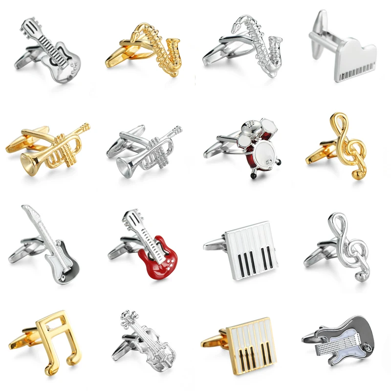 

Brass material high quality craft music symbol music equipment modeling Cufflinks fashion men's French shirt cuff Cufflinks