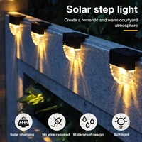 4pcs solar step light set deck lights ip55 waterproof solar railing step light for stairs paths terraces gardens