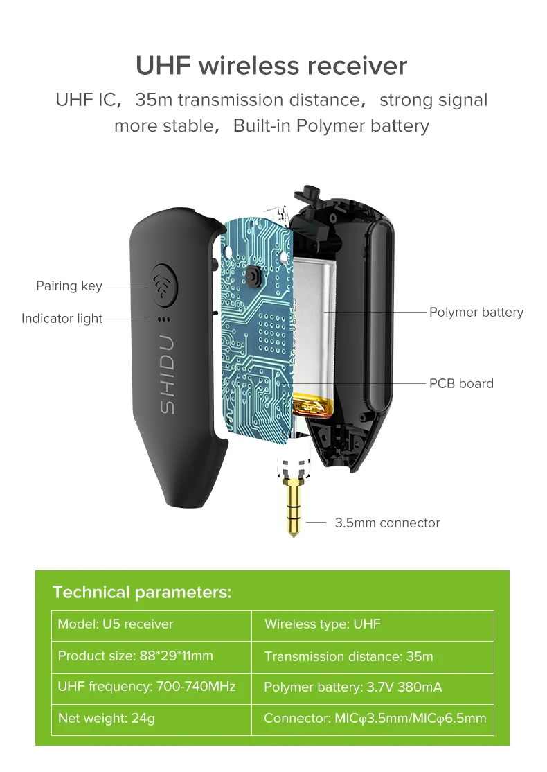 Профессиональный ручной микрофон UHF беспроводной Перезаряжаемый для караоке