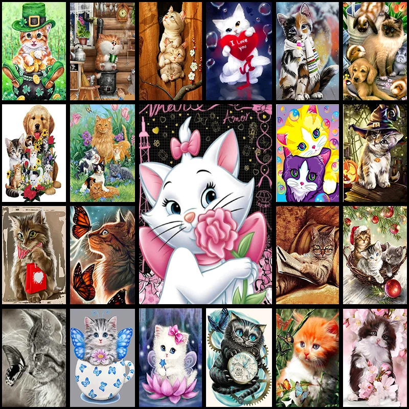 

Алмазная живопись 5D «сделай сам», животные из мультфильмов, мозаика с кошками, вышивка крестиком с животными, украшение ручной работы