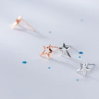 real 925 sterling silver simple star stud earrings small irregular hollow star earrings for women girls