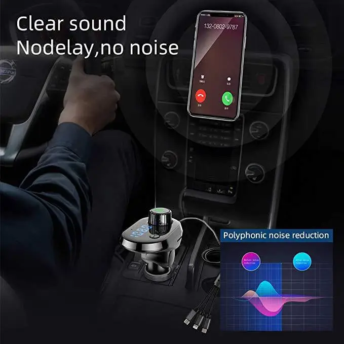 MP3 Player Multi-function Car Cigarette Lighter Socket Charger Bluetooth 5.0 Receiver FM Transmitter Accessories r60 | Электроника