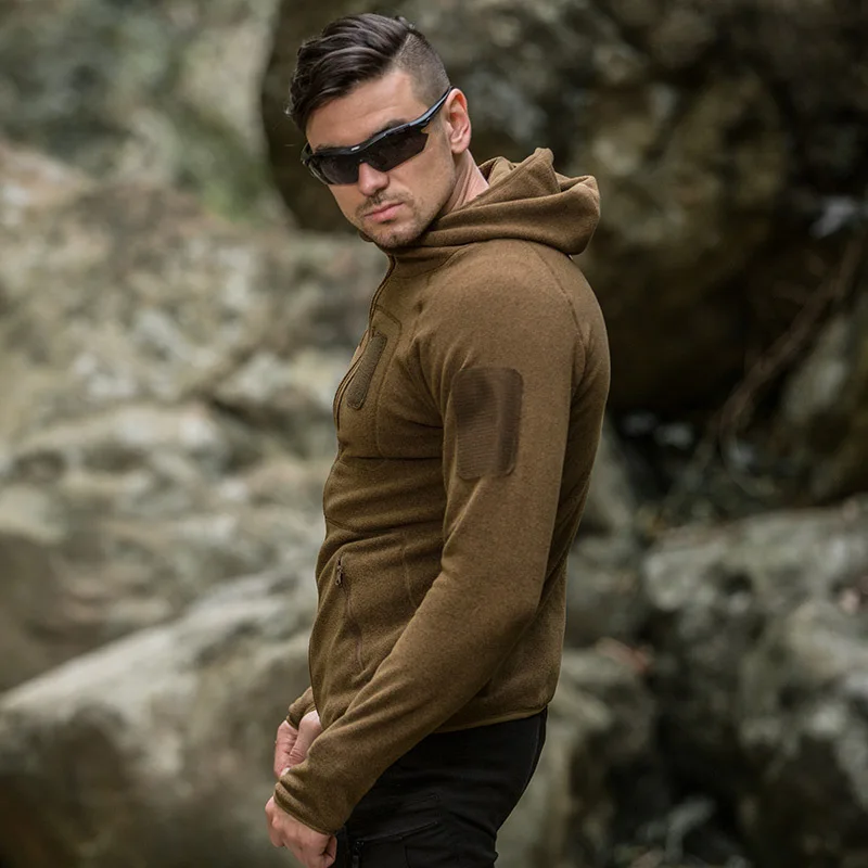 Hot Spring Tactical Training Fleece Jacket Outdoor Cardigan Hooded Sweater Men Camping Hiking Fishing Hunting Coat Sport Clothes | Спорт и