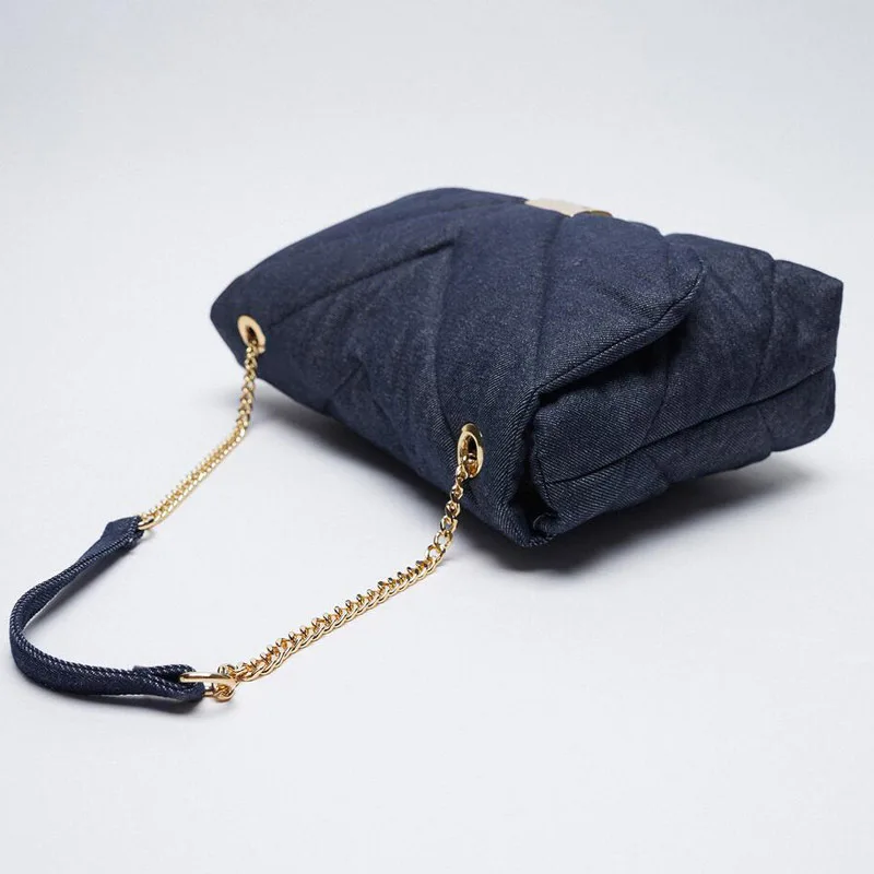 melhor Inverno Nova Bolsa Moda Denim Azul Travesseiro Saco Grande Capacidade Corrente Acolchoado Bolsa De Ombro