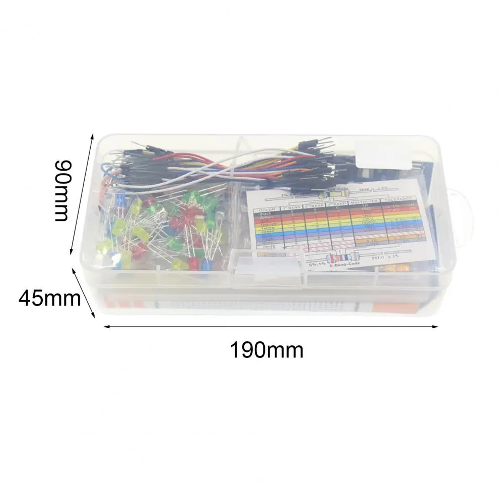 

374Pcs Electronics Component Compatible MEGA2560 Safe Use 830 Tie-points Breadboard Assorted Electronic Component Group Beginner