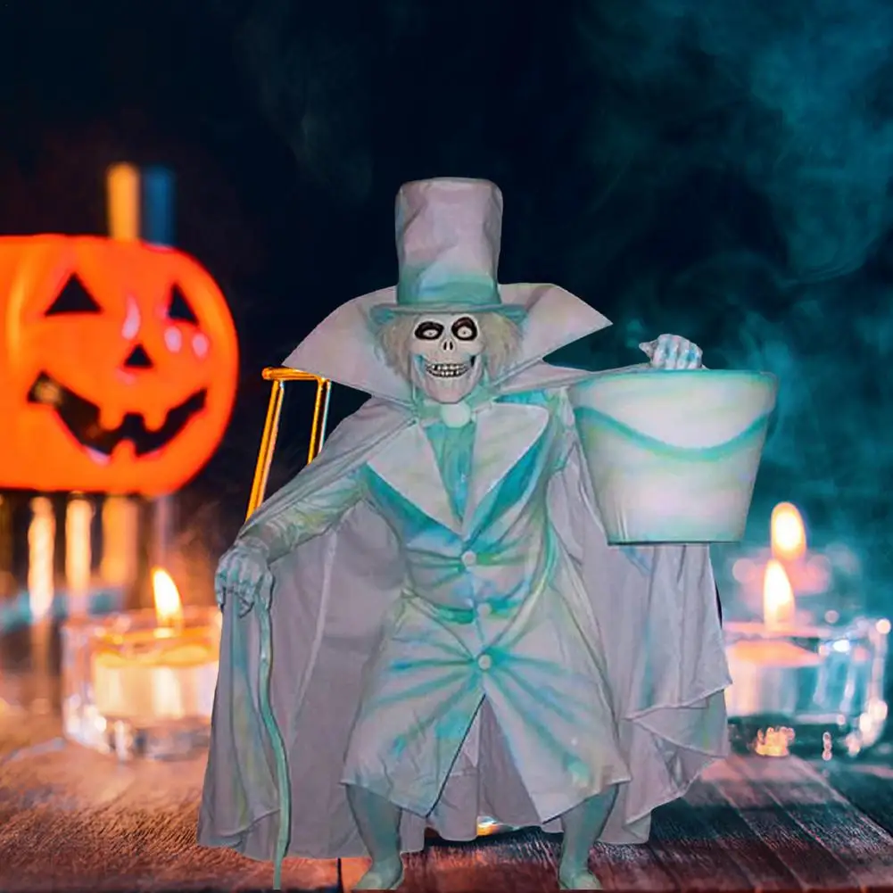 

Мужчина-скелет с ведром, статуя из смолы, украшение для сада, настольная скульптура, Хэллоуин, ужас, искусственный свет, декор комнаты