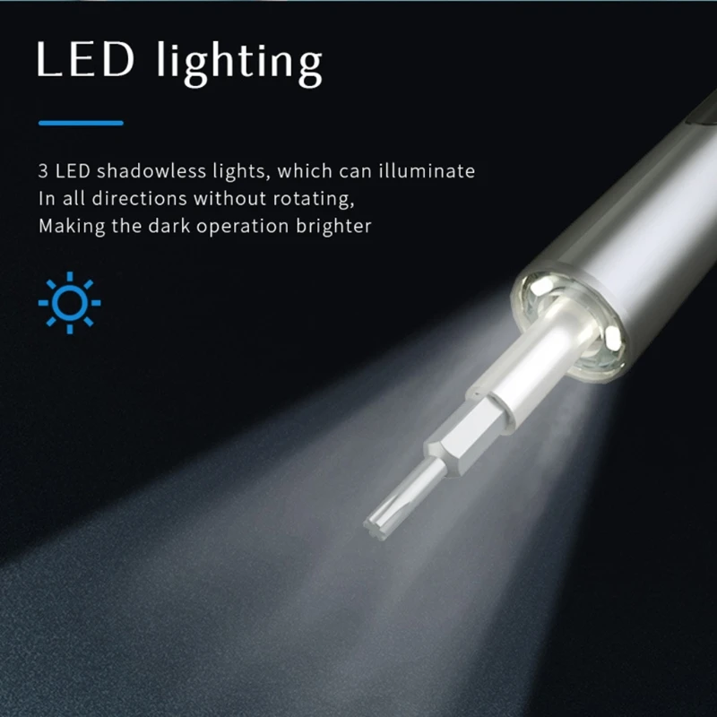 

Precision Electric Screwdriver Set for Phone Laptop Magnetic Multifuctional Screwdriver with LED Light Lithium Battery
