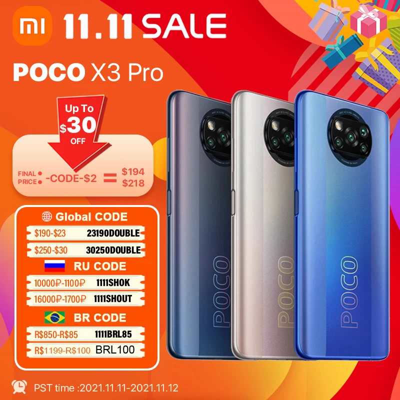 Смартфон глобальная версия POCO X3 Pro 6 ГБ 128 ГБ 8 ГБ 256 ГБ NFC Snapdragon 860 FHD + 120 Гц DotDisplay 5160 мАч 33WQuad Camera x3pro 